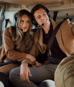 Couple on helicopter tour